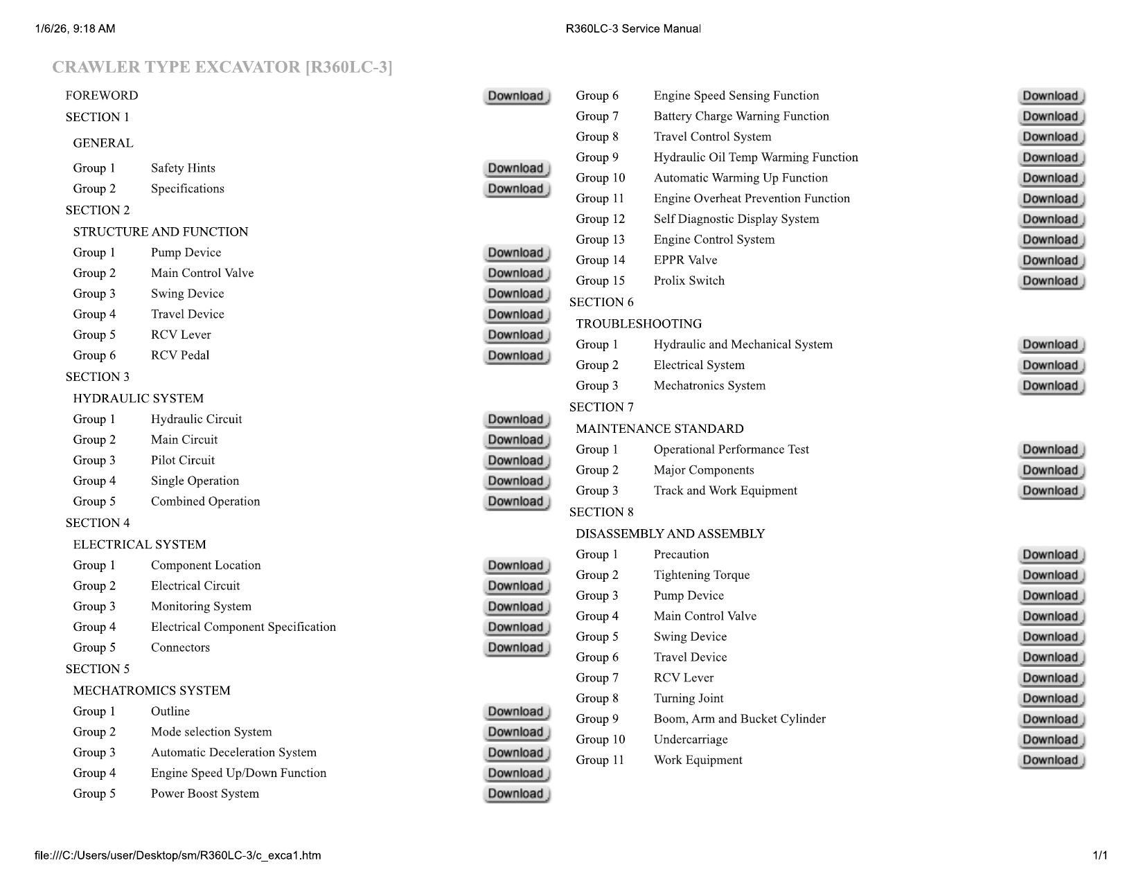 R360LC-3 Service Manual